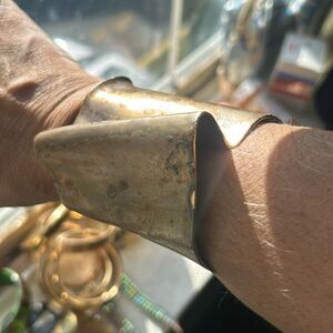 Artist Signed Mid Century Brutalist Cuff Bracelet Vintage Bruce A Silberman 1981